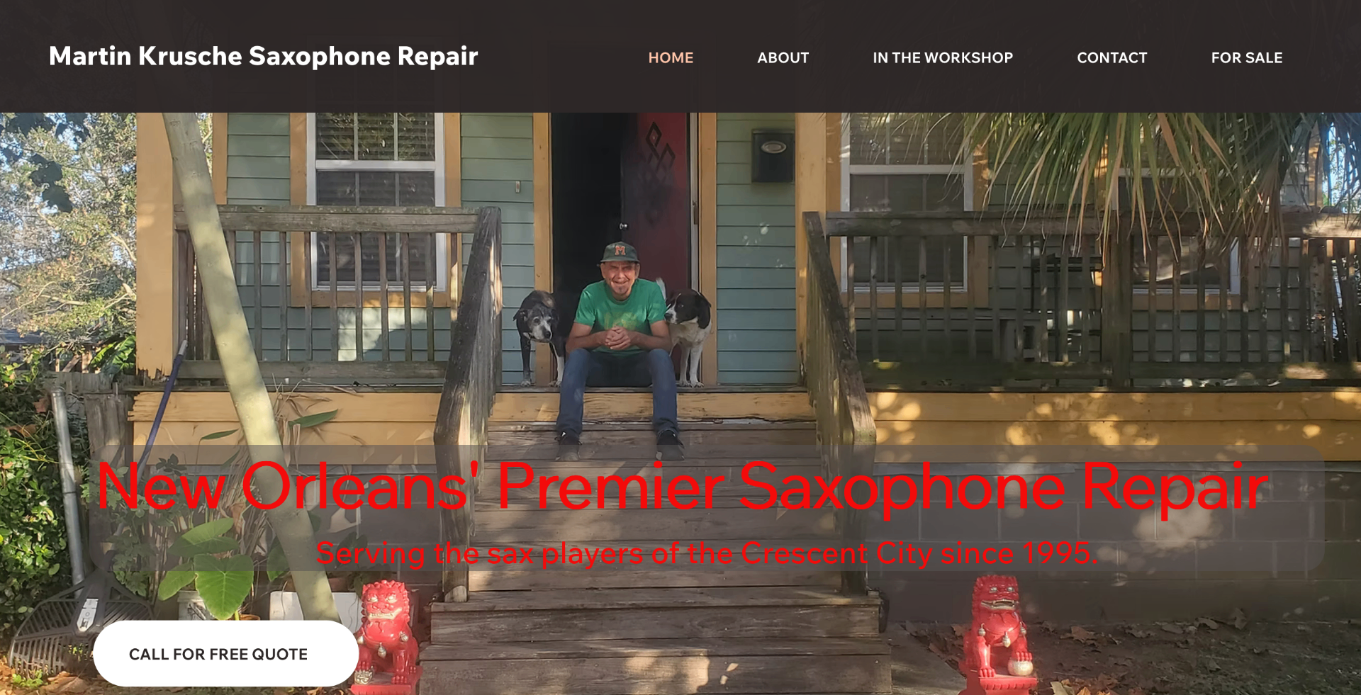 Redesigned Martin Krusche Saxophone Repair homepage