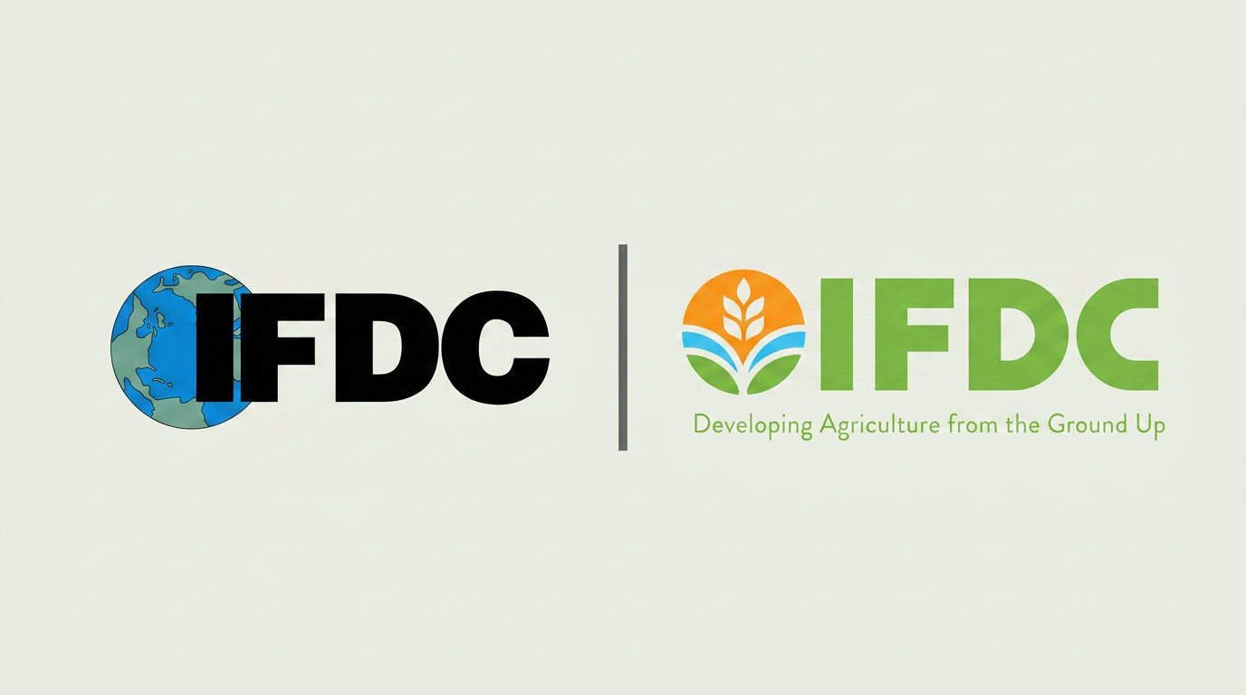 IFDC logo transition from the original 1974 mark to the refreshed identity